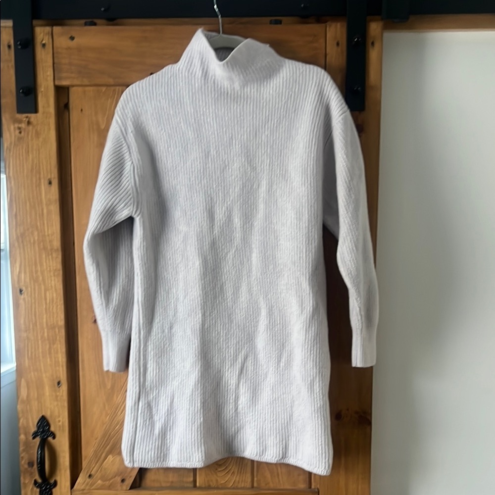 White Cowl Turtleneck Sweater with Relaxed Fit and Soft Knitted Texture